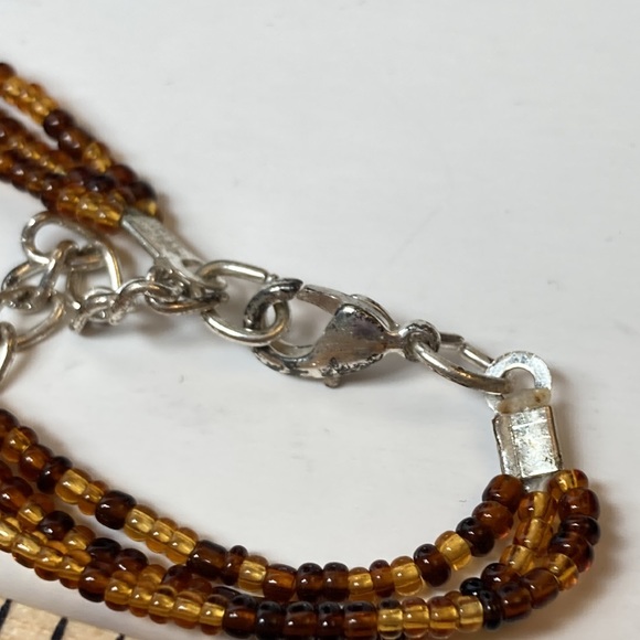 Green Brown Gold Flower Bead Necklace 18" 3" Extender - Picture 12 of 13